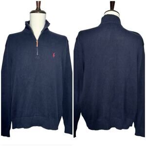 Polo by Ralph Lauren | Men | Vtg Navy Pima Cotton Quarter Zip Pullover | XXL